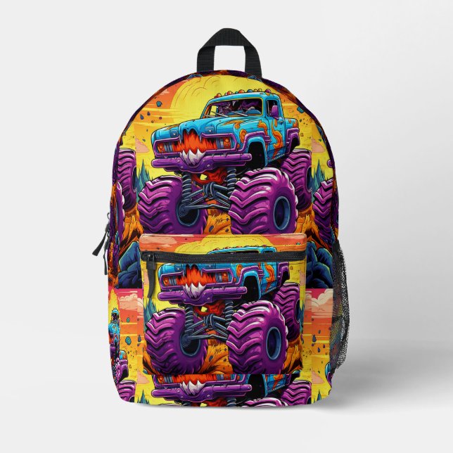 Monster Truck Printed Backpack (Front)