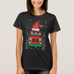 Monster Truck Pug Santa Christmas Xmas Pajama Dog T-Shirt