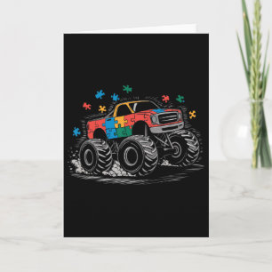 Monster Truck Puzzles Cute Autism Awareness Puzzle Card