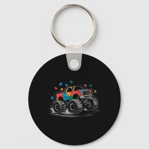 Monster Truck Puzzles Cute Autism Awareness Puzzle Key Ring