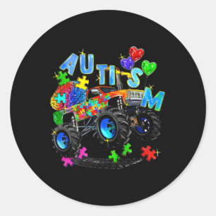 Monster Truck Puzzles Cute Kids Autism Awareness A Classic Round Sticker