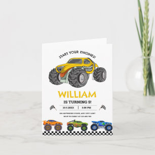 Monster Truck Race Birthday Invitation, Boys Party Invitation