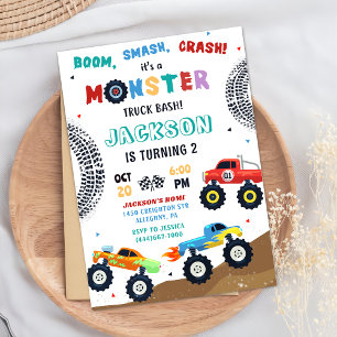 Monster Truck Racing Car Kids Birthday Invitation