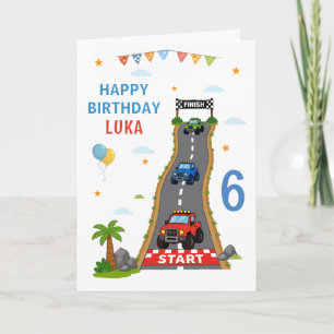 Monster Truck Racing Track Happy Birthday Card