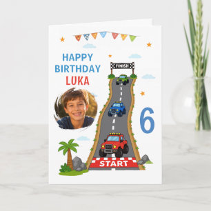 Monster Truck Racing Track Happy Birthday Photo Card