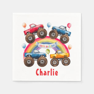 Monster Truck Rainbow Boy Birthday Bash Napkin