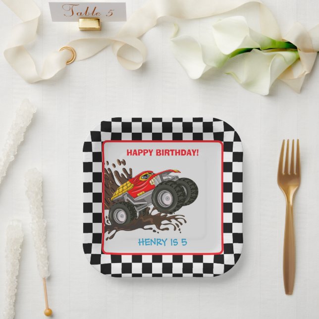 Monster Truck Rally Birthday Party Decorations  Paper Plate (Wedding)