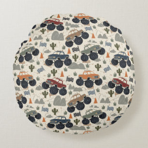 Monster Truck Rally Round Cushion