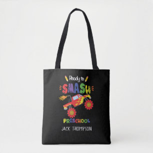 Monster Truck Ready to Smash Preschool Library Tote Bag
