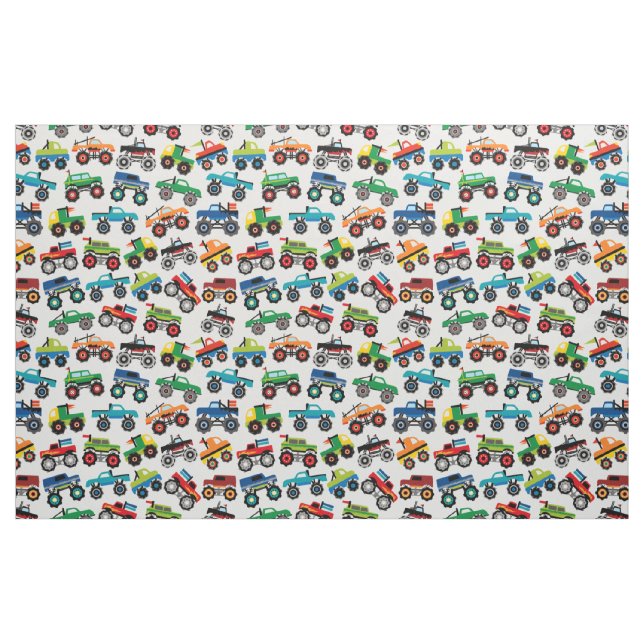 Monster Truck Repeat Fabric Textile (Fat Quarter)