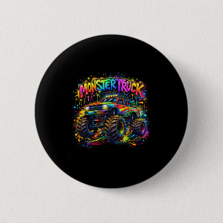Monster truck retro colorful graffiti toddlers 6 cm round badge