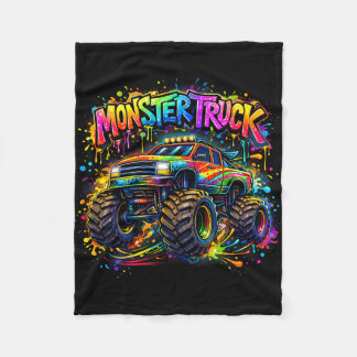 Monster truck retro colorful graffiti toddlers fleece blanket
