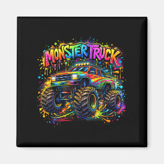 Monster truck retro colorful graffiti toddlers magnet