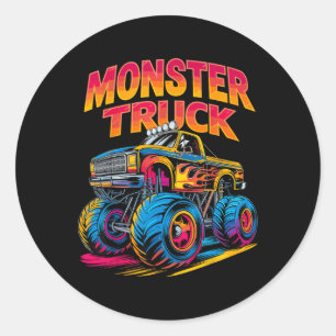 Monster Truck Retro Colourful Classic Round Sticker