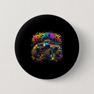 Monster truck retro colourful graffiti toddlers 6 cm round badge