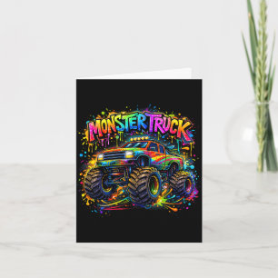 Monster truck retro colourful graffiti toddlers card
