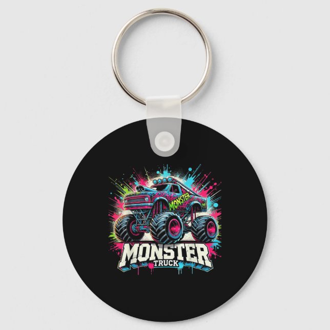 Monster Truck Retro Colourful Graffiti Toddlers Yo Key Ring (Front)