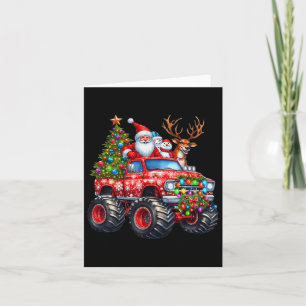 Monster Truck Santa Reindeer Christmas Tree Kids T Card