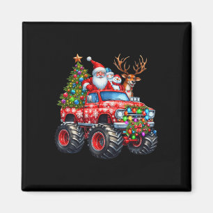 Monster Truck Santa Reindeer Christmas Tree Kids T Magnet
