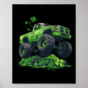 Monster Truck Shamrock Toddler Boys St Patricks Da Poster