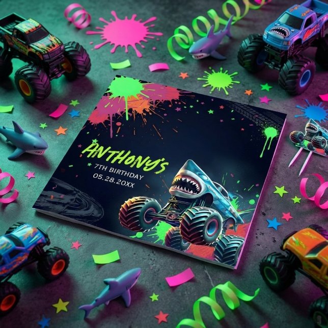Monster Truck Shark Birthday Napkins (Creator Uploaded)