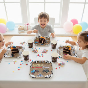 Monster Truck Shifting Into Seventh Gear Birthday Paper Plate