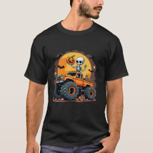 Monster Truck Skeleton Halloween Pumpkin Jack O La T-Shirt