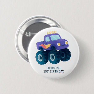 Monster Truck Smash and Crash Birthday  6 Cm Round Badge