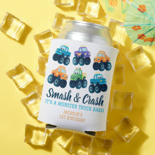 Monster Truck Smash and Crash Birthday  Can Cooler
