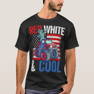 Monster Truck Statue Liberty 4th Of July Boys Amer T-Shirt