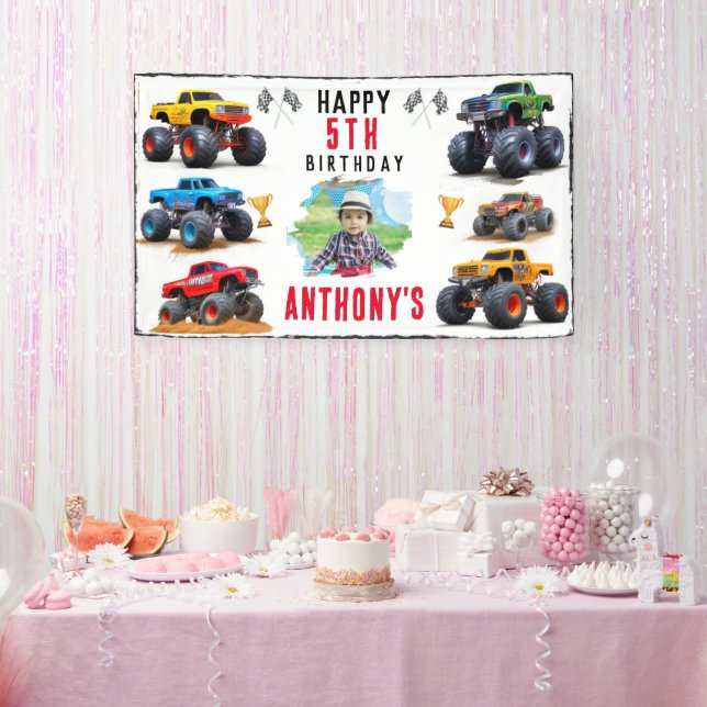 Monster Truck Team Birthday Party Invitation Banner (Party)