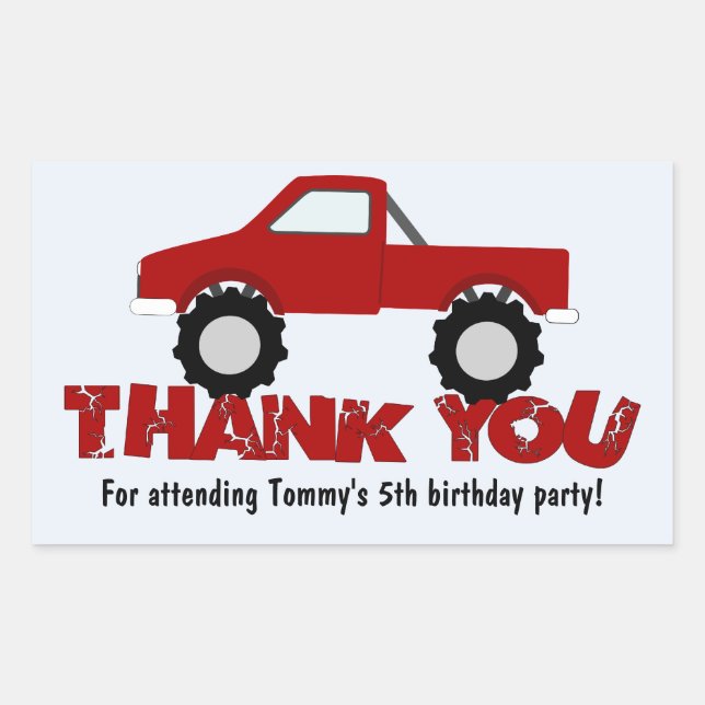 Monster Truck Thank You Sticker (Front)