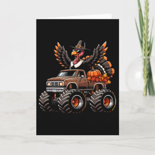 Monster Truck Thanksgiving Turkey Riding Monster T Card