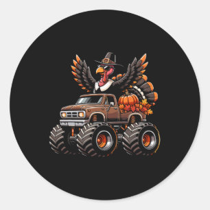 Monster Truck Thanksgiving Turkey Riding Monster T Classic Round Sticker