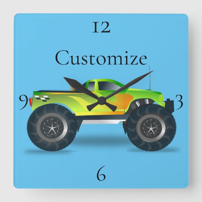 Monster Truck Thunder_Cove Square Wall Clock (Front)