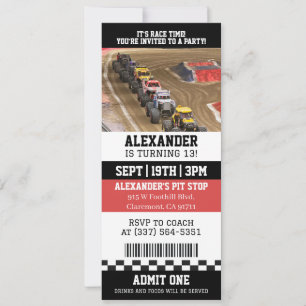 Monster Truck Ticket Birthday Party Invitation