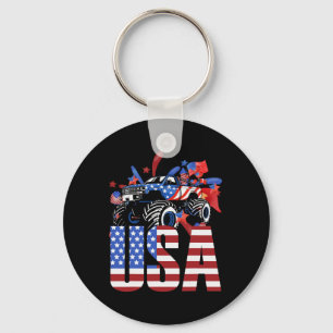 Monster Truck Toddler Boys Usa American Flag July Key Ring