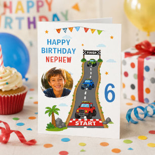 Monster Truck Track Happy Birthday Nephew Photo Card