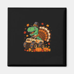 Monster Truck Trex Dinosaur Turkey Fall Thanksgivi Magnet