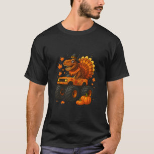 Monster Truck Trex Dinosaur Turkey Fall Thanksgivi T-Shirt