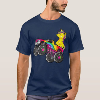 Monster Truck Unicorn Rainbow Monster Truck Girl W T-Shirt
