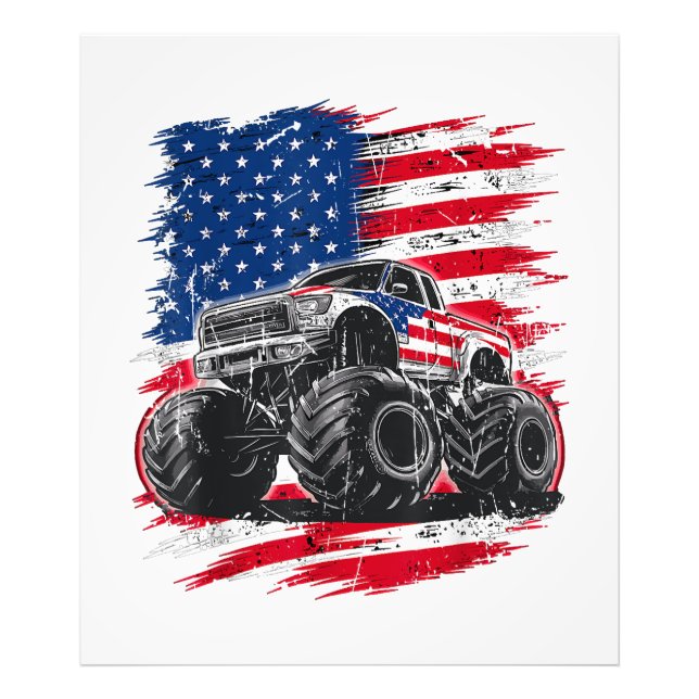 Monster Truck USA Flag American Photo Print (Front)