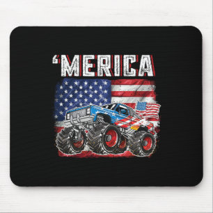 Monster Truck Usa Flag Merica Men Boys 4th Of July Mouse Pad