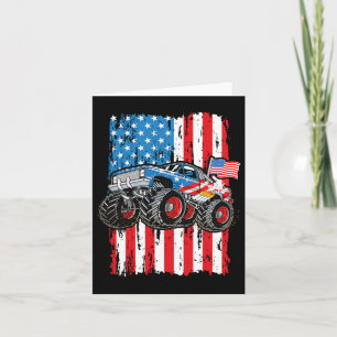 Monster Truck Usa Flag Patriotic Boys Men 4th Of J Card
