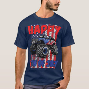 Monster Truck USA Flag Patriotic Boys Men 4th of J T-Shirt