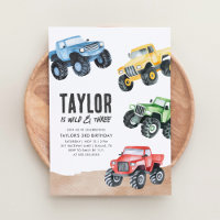 Monster Truck Wild and Three Boy 3rd Birthday