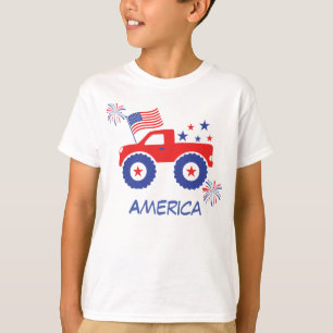 Monster truck with American flag T-Shirt