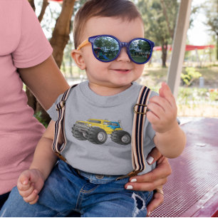 Monster Truck Yellow Blue Baby T-Shirt