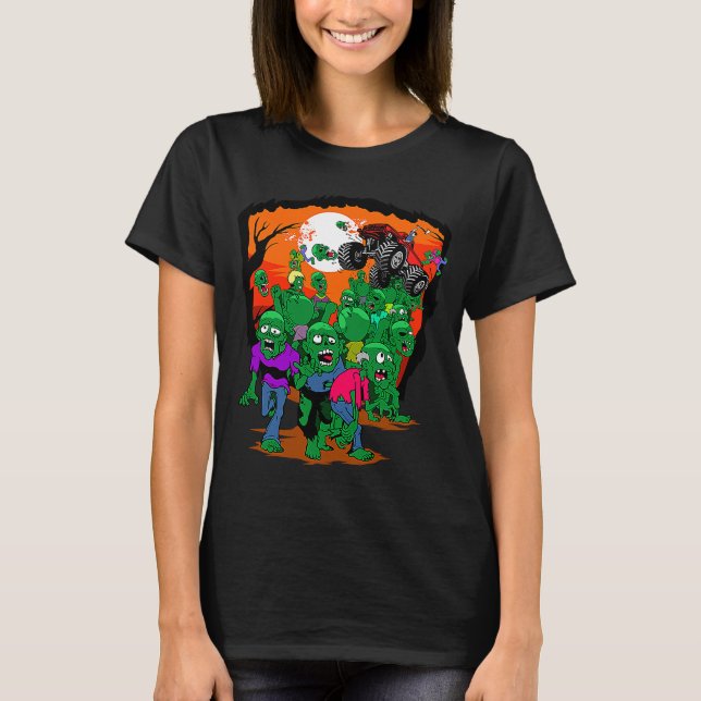 Monster Truck Zombie Hunter Halloween Undead Kille T-Shirt (Front)