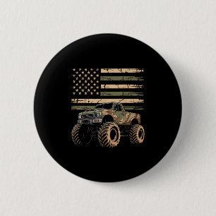 Monster Trucker Retro Monster Truck Usa Flag 4th J 6 Cm Round Badge